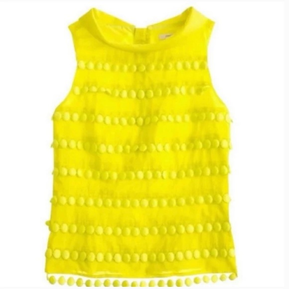 J. Crew Tops - J. Crew Citron Yellow Sleeveless Pom Pom Shell Top
